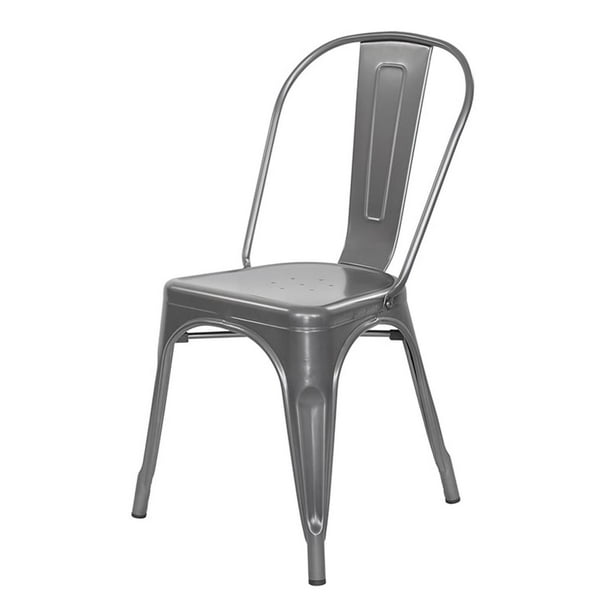 Silla Metalica Moderna Lumax Estilo Industrial Tipo Tolix plateado