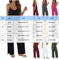 thumbnail image 3 of Women Jumpsuits Casual Sleeveless Strap Boho Wide Leg Rompers Summer Outfits Beach Vacation Clothes, 3 of 5