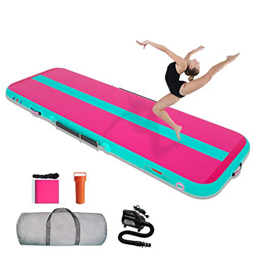 WelandFun Air Floor Track 10ft/13ft/16ft/20ft Inflatable Gymnastics Tumbling Mat 4/6/8 inchs Thickness Mats for Home Use/Gym/Yoga/Training/Cheerleading/Outdoor/Beach/Park wih Electric Air Pump