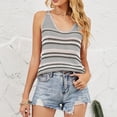 thumbnail image 4 of HBFAGFB Womens Tank Tops Spring Summer V Neck Stripe Color Blocking Knitted Trendy Vest Grey Size M, 4 of 8
