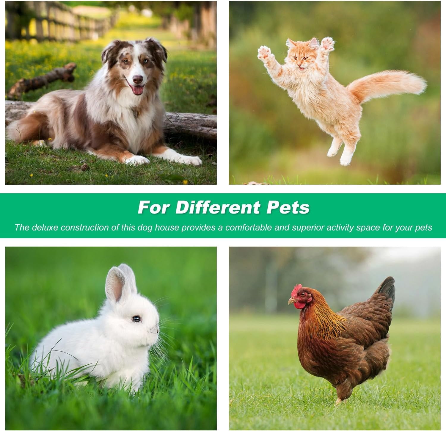 FDW Red Waterproof Plastic Pet House Indoor Outdoor Ventilated Shelter for Large Pets 41"L x 37"W x 39"H