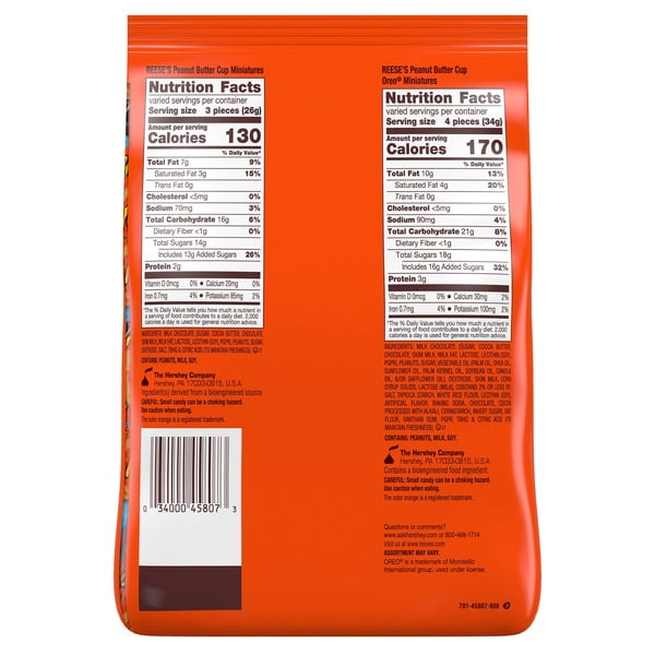 Reese's Miniatures Oreo and Original Peanut Butter Cups Candy, 48.8 Ounce
