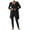 Black, variant on SwiftWear Women's Ribbed Knit 3-Piece Lounge Set Cozy Pajamas Sleepwear & Loungewear, Soft Cardigan Top and Pants Set Comfortable Home Wear