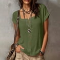 thumbnail image 5 of GUACER Womens Square Neck Henley Tops Short Sleeve Button Down Blouses Cotton Linen for Casual Daily Wear, 5 of 9