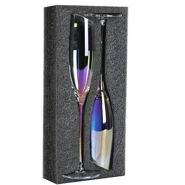 Copas de champán para brindar con vino, copas de cóctel de cristal, vajilla reutilizable para fiestas de Navidad, bodas, cumpleaños (4 piezas)