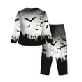 thumbnail image 2 of Kll Happy Halloween 1 Print Women'S Long Sleeve Pajamas With Pants Sleepwear Loungewear 2 Set-Small, 2 of 9