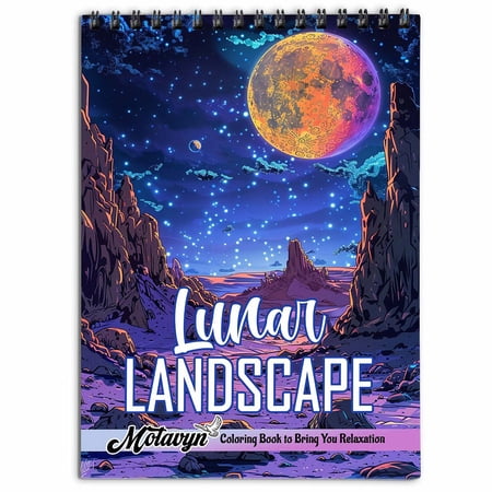 MOTAVYN Lunar Landscape Coloring Book for Adults Spiral Bound Soft Cover