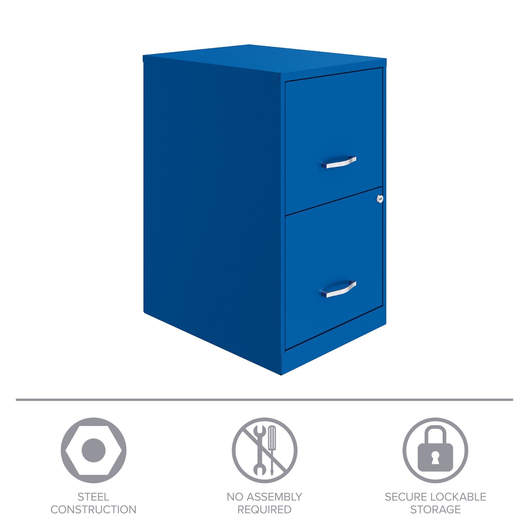 Space Solutions 18" Deep 2 Drawer Letter Width Vertical File Cabinet, Blue