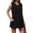 thumbnail image 3 of Women'S 2 Piece Shorts Sets V Neck Long Tank Tops High Waisted Loose Fit Matching Travel Outfits Black S, 3 of 8