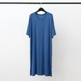thumbnail image 2 of AOMPMSDX Pajamas For Men Set Male Solid Color Short Sleeve Round Neck Nightdress Robe Homewear Casual Sleepwear Set Cozy Nightwear Set Blue Nightgowns For Men L, 2 of 5