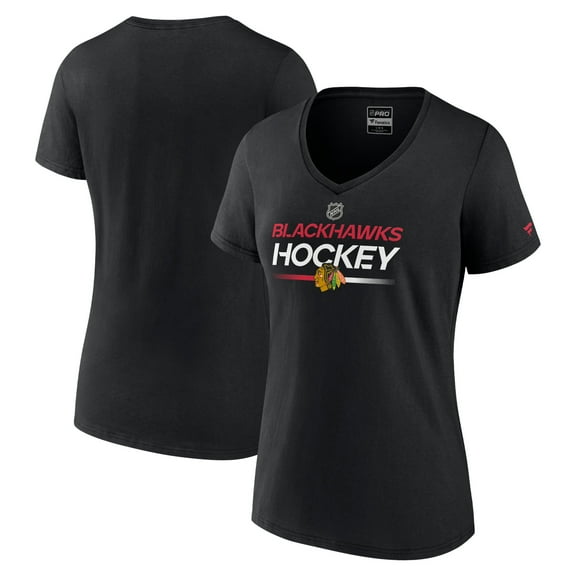 Women's Fanatics Black Chicago Blackhawks Authentic Pro V-Neck T-Shirt