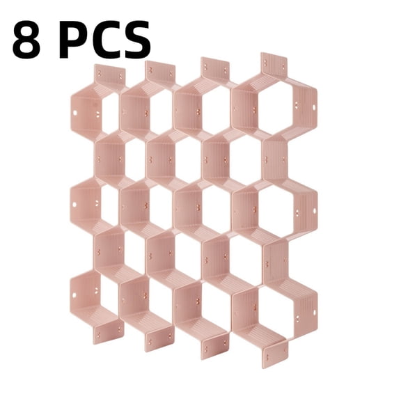8 Pcs Adjustable Honeycomb Drawer Divider Organizer in Pink for Storage Needs