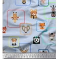 thumbnail image 1 of Soimoi Blue Heavy Canvas Fabric Animals Face Print Fabric by Yard 58 Inch Wide, 1 of 3