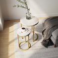 thumbnail image 2 of Nathan James Lula Marble Tabletop with Gold Metal Base Glam Nested Round End Table Set of 2, 2 of 7
