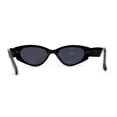 thumbnail image 2 of Womens Art Deco Mod Thick Temple Cat Eye Sunglasses All Black, 2 of 4