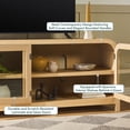 thumbnail image 3 of Walker Edison Modern Easy Assembly 70" Curved TV Stand, Coastal Oak, 3 of 14