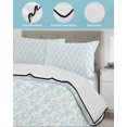 thumbnail image 4 of Aqua Spring Floral Queen Size Down Alternative Comforter, Lightweight Comforter Quilt Bedding Set with Pillow Shams Summer Botanical Watercolor All Seasons Bed Comforter Duvet Insert 90"x96", 4 of 7
