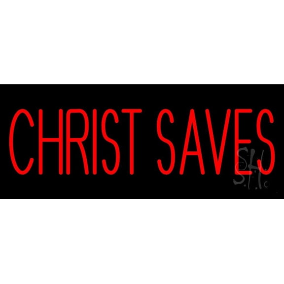 Red Christ Saves LED Neon Sign 10" Tall x 24" Wide - inches Black Square Cut Acrylic Backing, with Dimmer - Premium built indoor Sign for Home décor, Event, Religious place, Store interior, Office.
