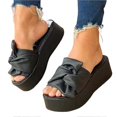 thumbnail image 4 of Con Solid-color Thick Bottom Slippers With Bowknot Non-slip Comfortable Beach Shoes For Shopping Dating, 4 of 5