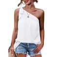 thumbnail image 1 of Camisa sin mangas de mujer transpirable informal de color puro con ajuste holgado y un hombro para verano blanco L, 1 of 6