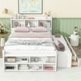 thumbnail image 2 of Full Bed with Bookcase Headboard, Under bed Storage Drawers and Bed End Storage Case, White, 2 of 9