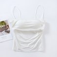 thumbnail image 2 of Mrat Lace Tank Tops Women's Thin Shoulder Straps Waist Length Suspender Slim Belt Chest Pad Bottom Layer Short Tops Womens Cotton Tank Tops S-139 White M, 2 of 3