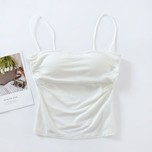 Womens Thin Shoulder Straps Waist Length Suspender Slim Belt Chest Pad Bottom Layer Short Top