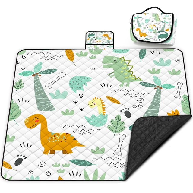 Manta de pícnic impermeable con diseño de dinosaurio Poedist, 203 x 203 cm