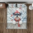 thumbnail image 4 of Playful Schnauzer Welcomes Winter Snowy Day with Cardinal Bird Quilt Bedding Set Miniature Schnauzer Dog Lover 1 Blanket Bed Cover 2 Pillowcases - 12017, 4 of 5
