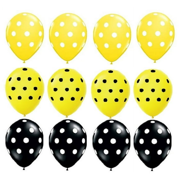 Bumble Bee Party Decoration 30 Count Yellow Black Polka Dot Bumblebee Balloon for Honey Bee Themed Baby Bridal Shower Birthday Supplies