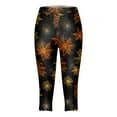 thumbnail image 5 of YDFCWXW Women's Cute Halloween Pumpkin Printed Tummy Control Elastic Waist Yoga Pants Workout Capri Leggings for Women Gold, L, 5 of 5