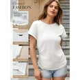 thumbnail image 5 of SHIBEVER Womens Tops Short Sleeve Summer Top Basic Scoop Neck Top for Ladies Tee Shirt for Women Top for Women Clothes White Round Neck M, 5 of 6