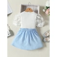 thumbnail image 3 of Bagilaanoe 2Pcs Toddler Baby Girls Clothes Flower Mesh Short Sleeve Tops + Pleated Skirt 1T 2T 3T 4T 5T 6T Kids Casual Skirt Set, 3 of 9
