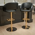 thumbnail image 2 of Flash Furniture Contemporary Black Vinyl Adjustable Height Barstool with Rounded Mid-Back and Gold Base, Set of 2, 2 of 15
