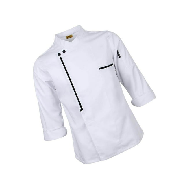 facefd Veste de Chef Rétro Manteau Uniforme Manches Longues Hôtel Cuisine Serveuse Uniformes Vêtements 3TG Blanc
