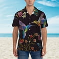 thumbnail image 2 of Disketp Hawaiian Shirts For Men,Humming Bird And Tropical Flowers Print Mens Casual Short Sleeve Button Down Shirts Beach Shirt, 2 of 7