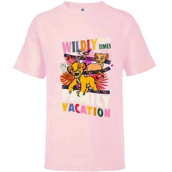 Disney The Lion King Wildly Good Times Family Vacation - Short Sleeve T-Shirt for Kids - Customized-Soft Pink