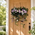 thumbnail image 5 of JHyouerji Artificial Rose Front Door Swag Wreath 24x10x1 Inch Purple All Season Farmhouse Hanging Floral Decor for Wedding Holiday, 5 of 8