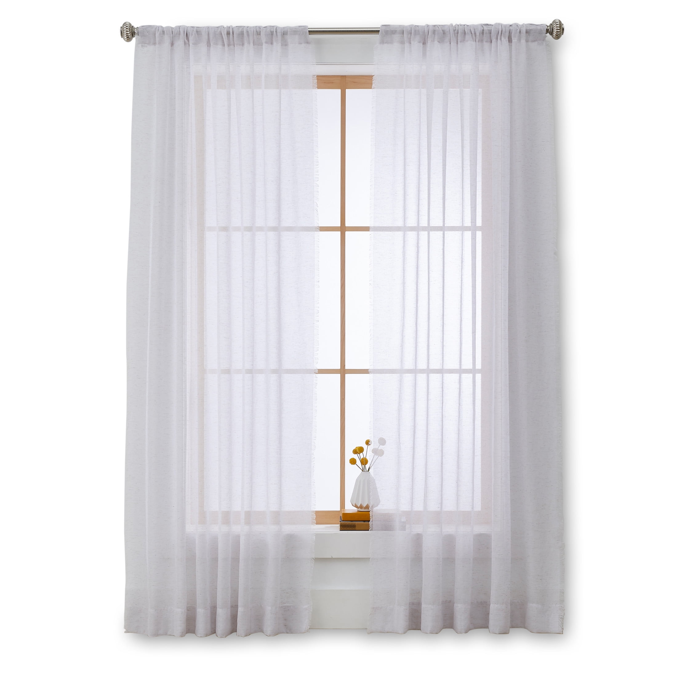 Better Homes & Gardens Solid Fringe Rod Pocket Curtain, Single Panel, Cream, 50" W x 84" L