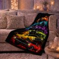 thumbnail image 6 of Six Neon Muscle Cars Glowing Smoke Black, Cozy Friendship Quote Scene, Warm Flannel Blanket for Living Room and Reading Nook, Art Lovers Friendship Gift, Fantasy Home Decor, 6 of 9