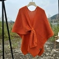 thumbnail image 4 of QQAMB Women's Elegant Shawl Wrap - Cross Front Poncho Cape - Wrap Topper Knitted Cardigans Sweater Shawls, 4 of 5