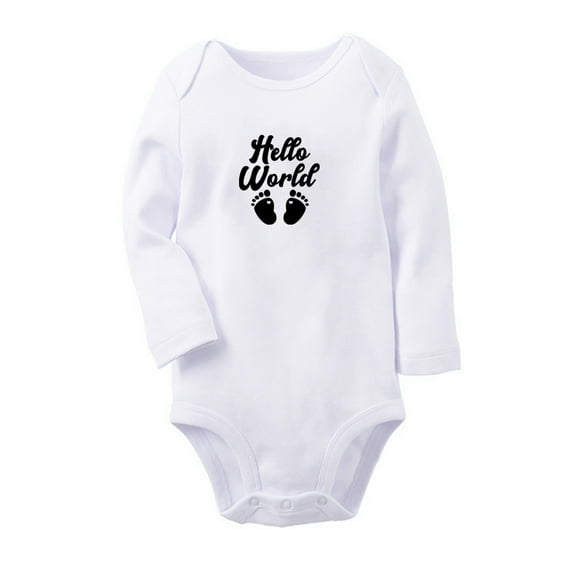 Hello World Pregnancy Announcement Rompers, Newborn Baby Unisex Bodysuits, Infant Jumpsuits, Toddler 0-12 Months Kids Long Sleeves Oufits (White, 6-12 Months)
