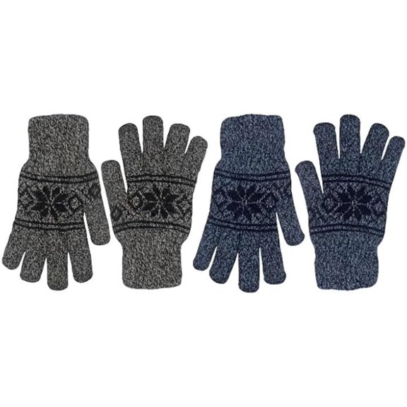 2 Pack Men's Cold Winter Weather heated Knitted Thermal Gloves, 3.2 TOG.
