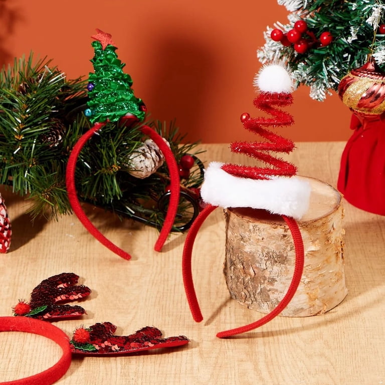 Bulk 100-Pack Christmas Headbands - 50 Assorted Designs, Elastic Head Toppers For Parties, Santa, Reindeer