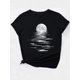 thumbnail image 4 of Camiseta gráfica informal Moonlit River para mujer: camiseta negra de manga corta con cuello redondo y estampado artístico, tela de algodón suave, perfecta para primavera, verano y otoño, top de moda, 4 of 7