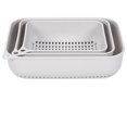 thumbnail image 1 of Cesta de lavado de drenaje de plástico PP rectangular para el hogar, cesta de almacenamiento de frutas y verduras, 3 piezas/juego, color blanco, 1 of 5