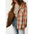 thumbnail image 4 of Women's Casual Orange Plaid Pattern Sherpa Lined Hooded Shacket - [ZhiHiMeRi] | (US 4-6)S, 4 of 12