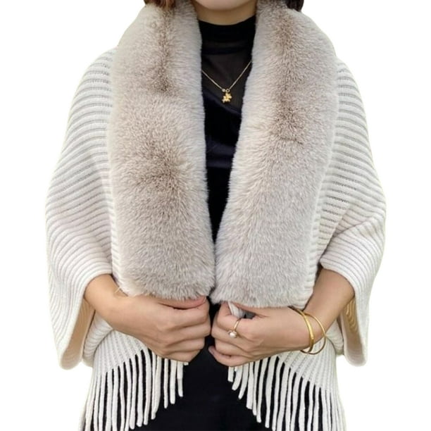 Guardurnaity Chal suelto de punto para mujer, borlas a la moda, accesorios para fotos de fiesta de viaje, cárdigan elegante lavable de otoño para mujer Abrigos y chamarras Beige Guardurnaity AP013843-02