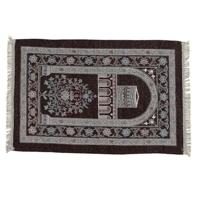 26-27 Ramadan Gift: Ethnic Style Dark Brown Muslim Prayer Rug for Men and Women