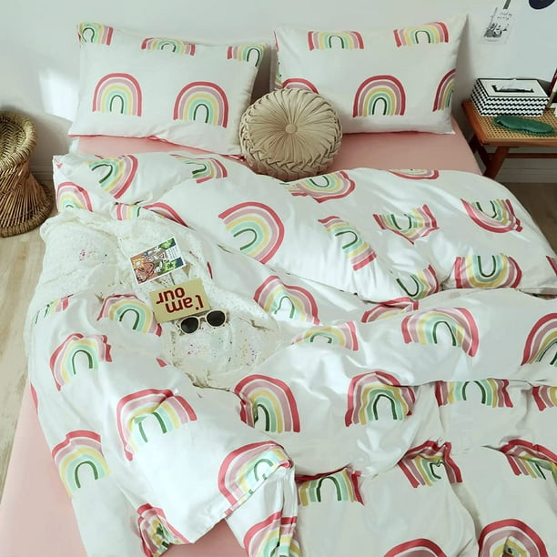 Housse de couette double arc-en-ciel parure de lit pour enfants